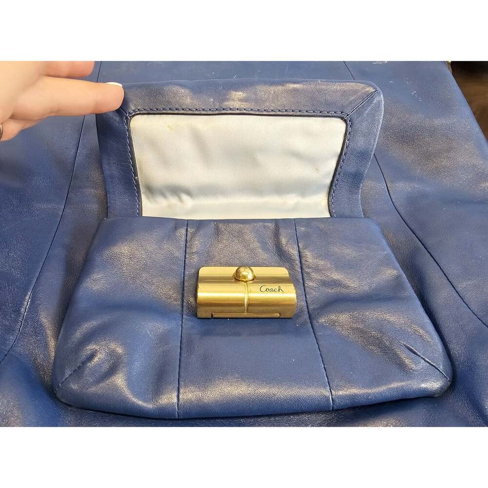 coach purse no B 1069 14783 Blue Leather front snap pocket top handle chic boho - Picture 4 of 10